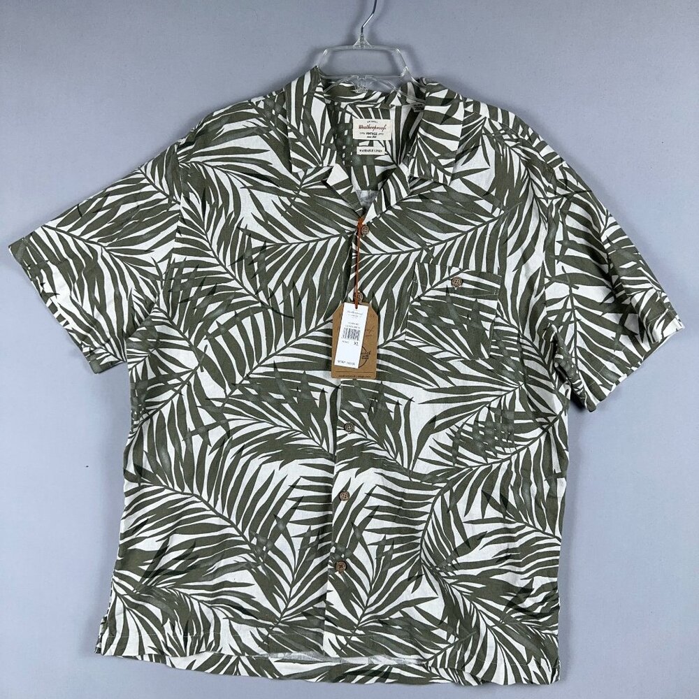 Weatherproof Hawaiian Button-Up Shirt Mens Size XL Short Sleeve Lichen Green